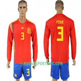 Koszulka Hiszpania Pique 3 Mistrzostwa Świata 2018 Domowe Stroje Piłkarskie Długi Rękaw